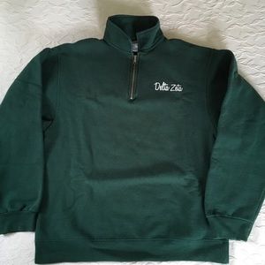 DELTA ZETA Sorority Green 1/4 ZIP Sweatshirt M